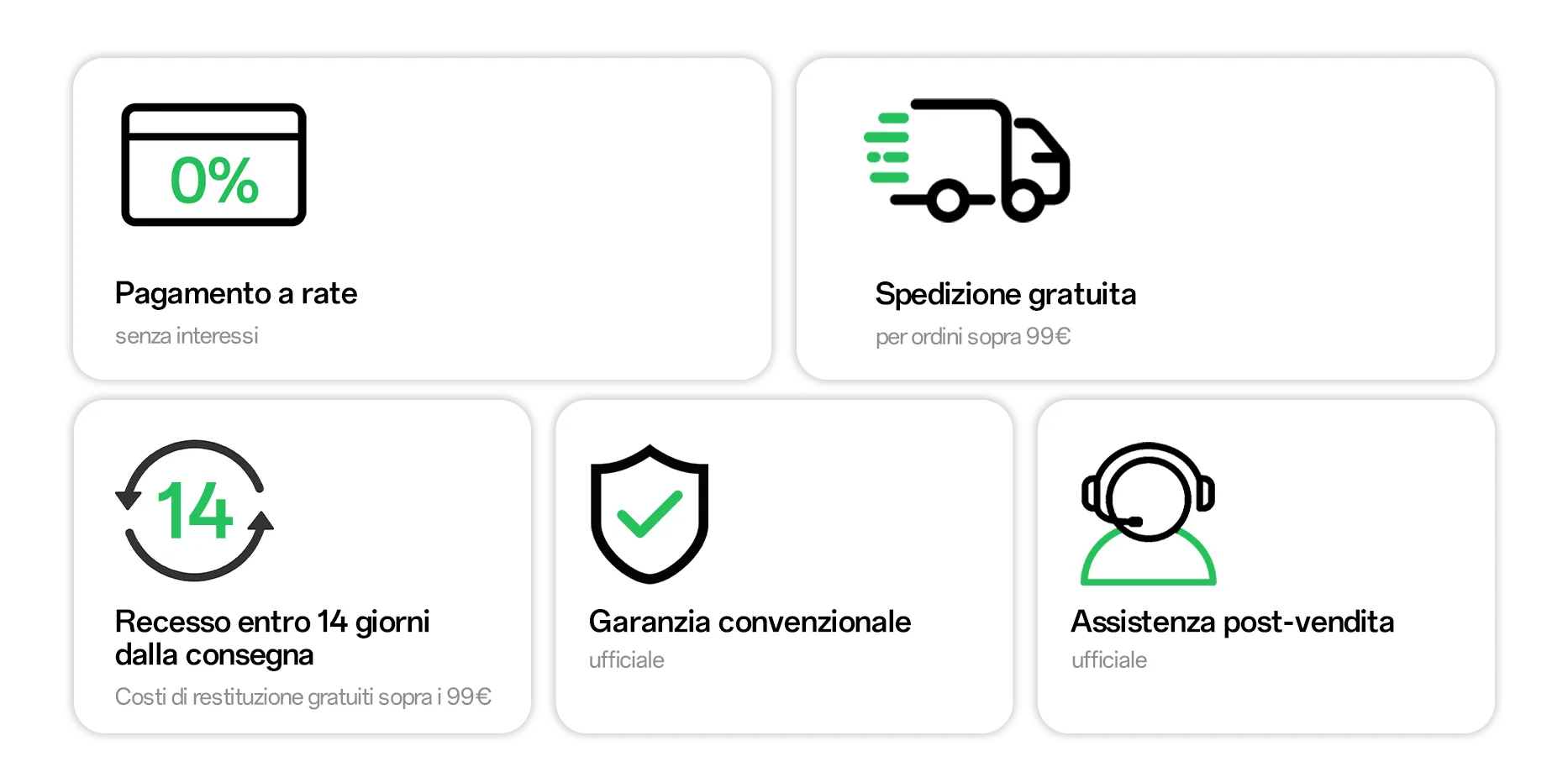 Perché scegliere OPPO Store: pagamento a rate senza interessi, Spedizione gratuita per ordini sopra 99€, Recesso entro 14 giorni dalla consegna, Costi di restituzione gratuiti sopra i 99€, Garanzia convenzionale ufficiale, Assistenza post-vendita ufficiale