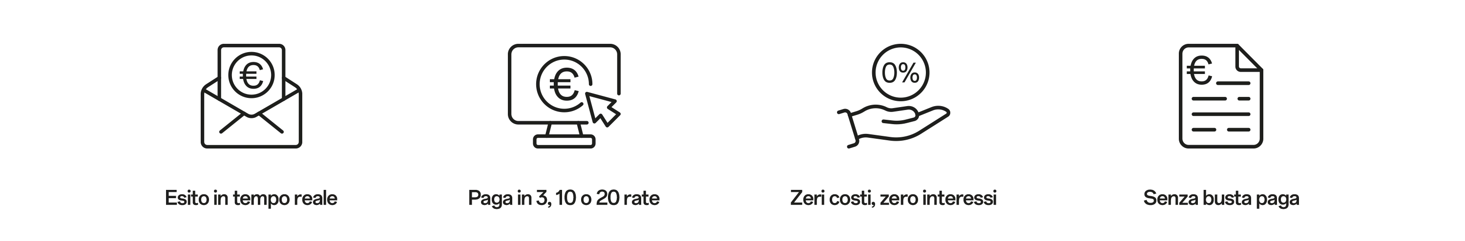 Esito in tempo reale, paga in 3/10 rate, zero costi e interessi, senza busta paga