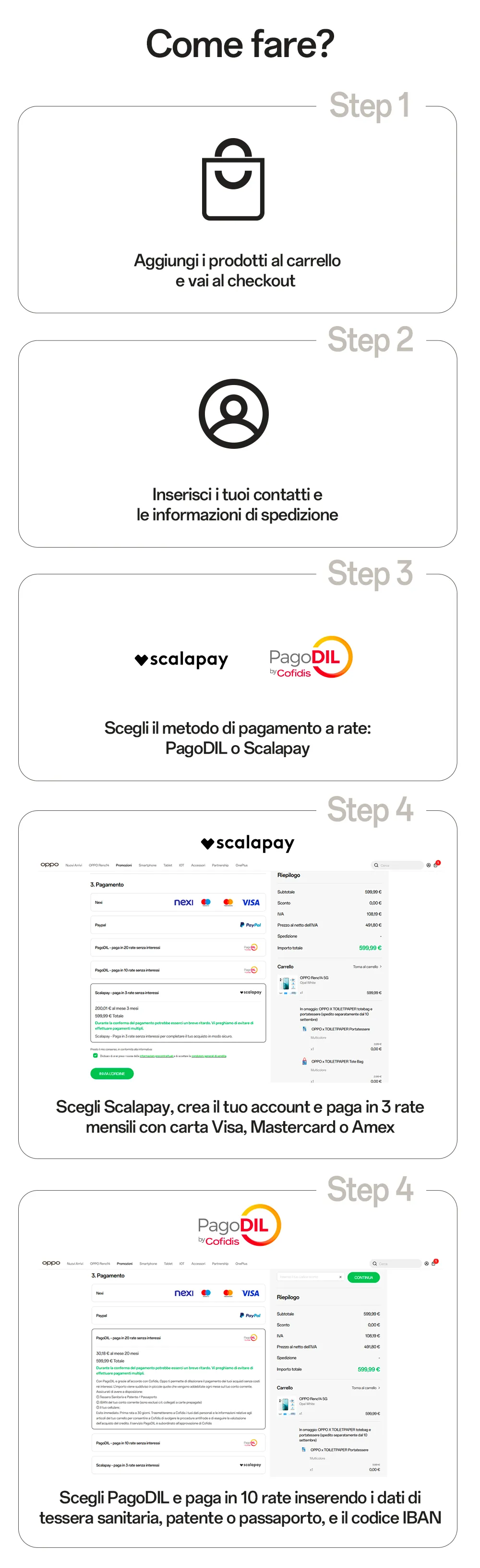 Scegli il pagamento a rate: PagoDIL o Scalapay
