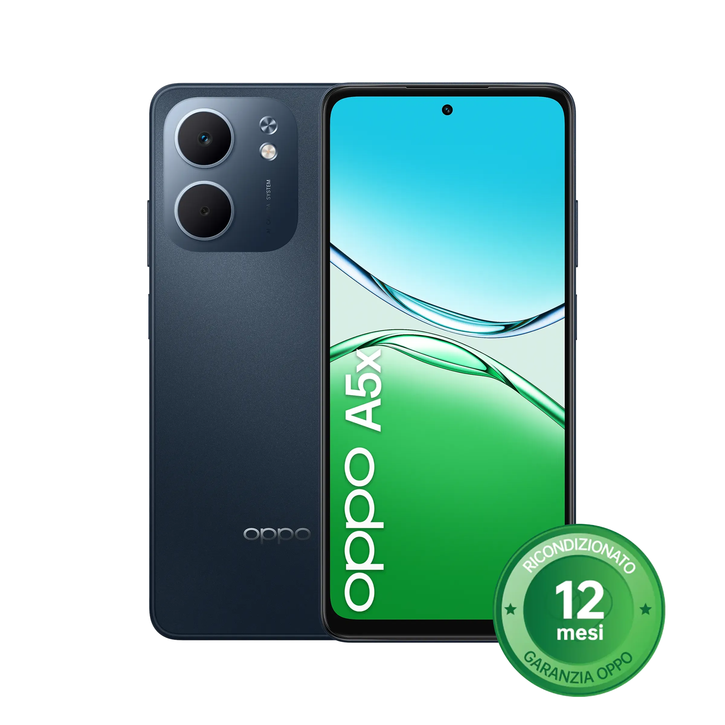 Vista frontale OPPO A5x Phone Black Blue